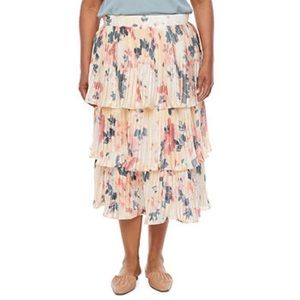 NWT - Ryegrass -Plus Womens Pleated Ruffle Midi Skirt